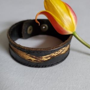 Rustic Snake Skin Leather Bracelet
